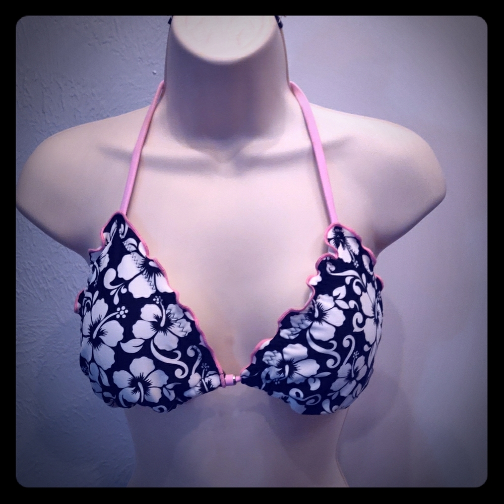 Cute floral w/ ruffle string bikini top
